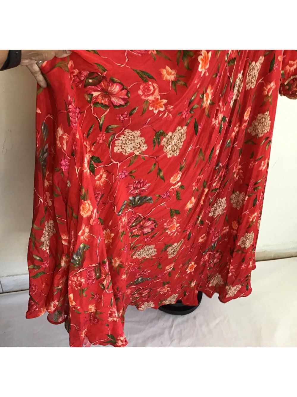 Susan by Sangeeta Women Elegant Flowing Red Floral Maxi Dress M - Picture 8 of 15